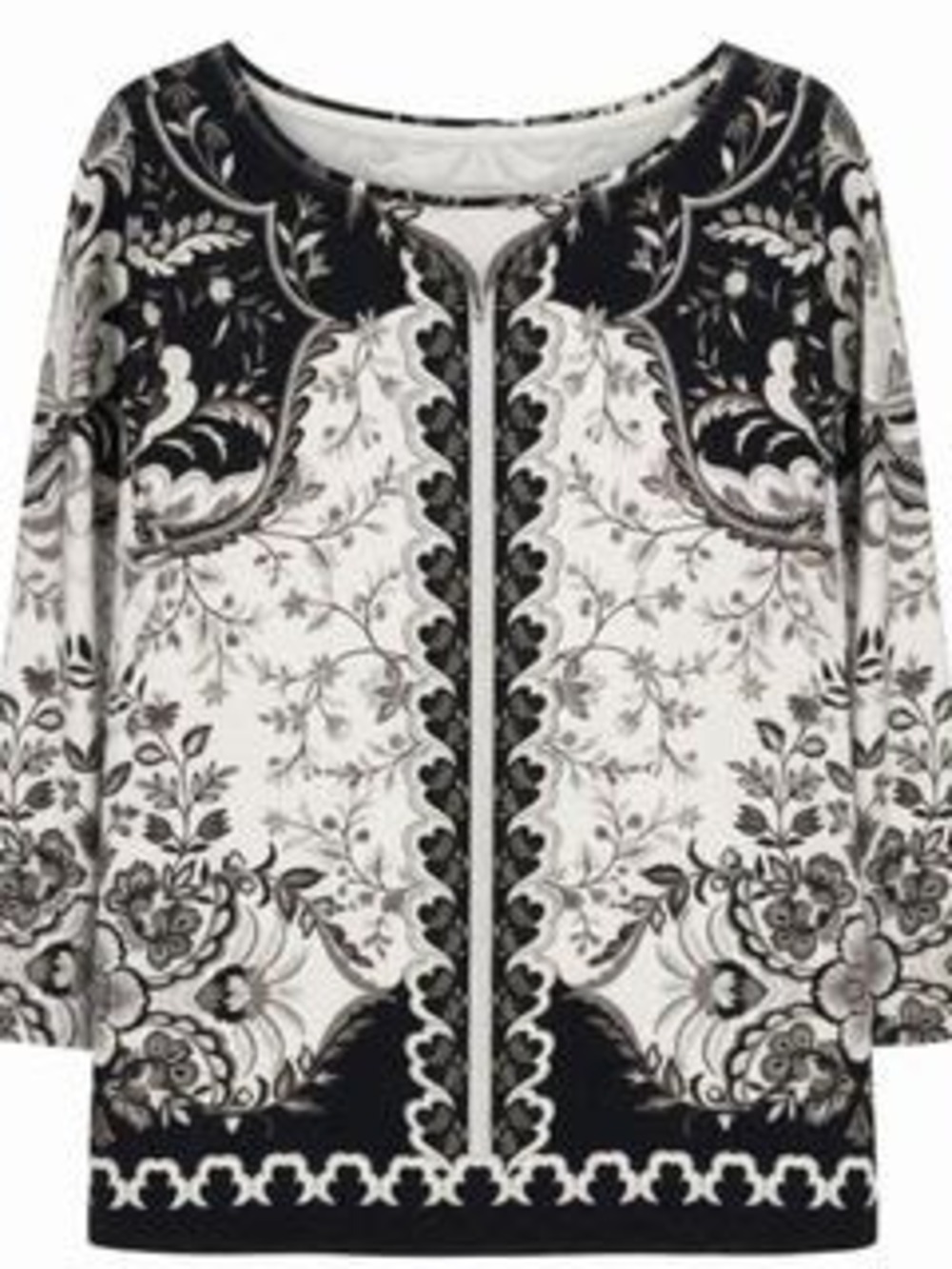 Talbots Black White Floral Print Tee M